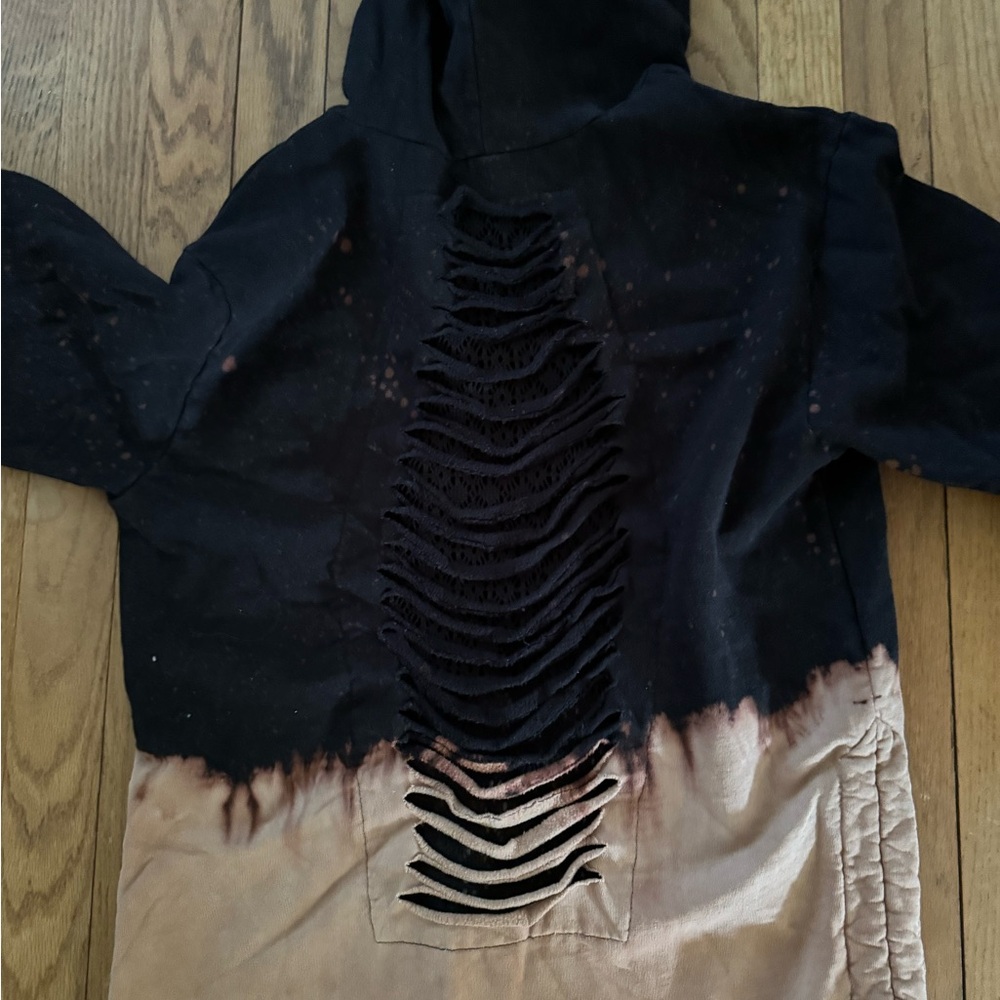 Black and Tan Distressed Hoodie